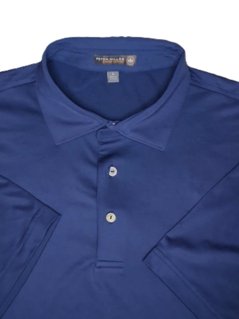 Peter Millar Summer Comfort Solid Blue Men's Golf Polo Shirt Size L